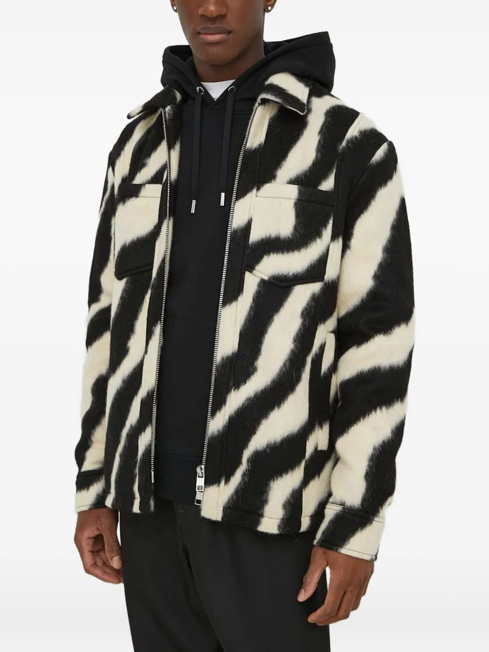 IRO Khleef zebra-print zip-up shirt jacket | Black | Image 1