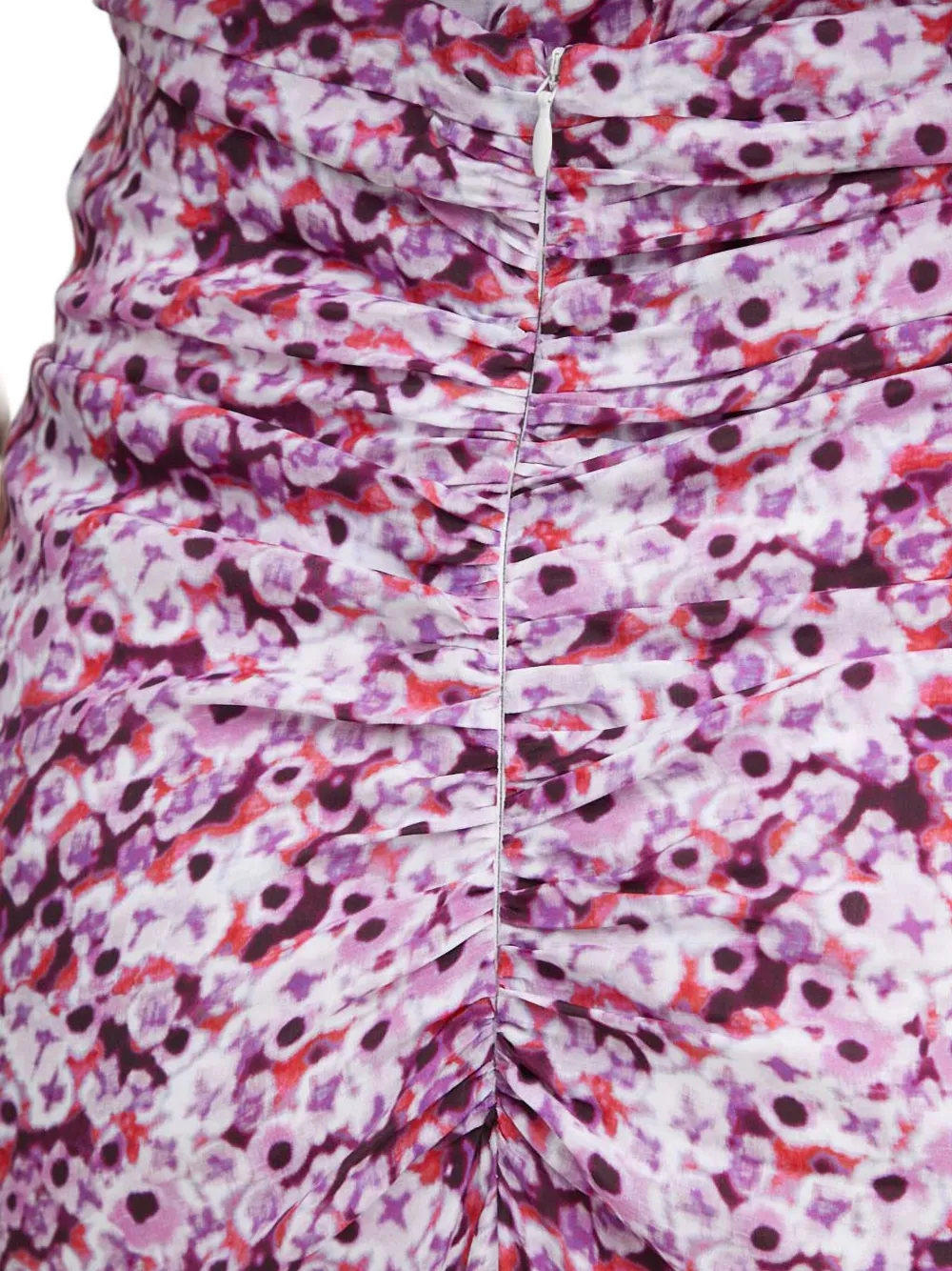 Iro Noseti Shirred Floral Asymmetric Skirt In Pink