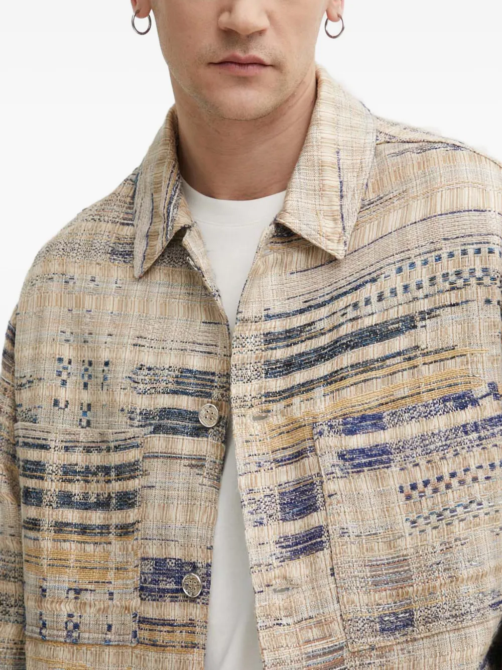 Iro Oliver Button-up Patterned Jacket In Neutral