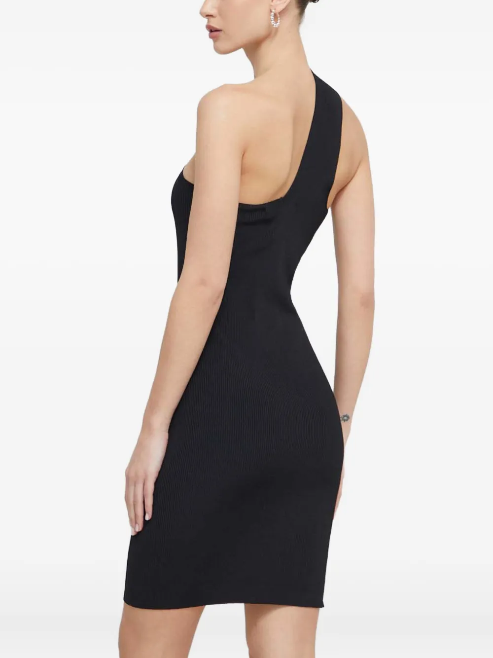 Iro Tuzal One-shoulder Ribbed Mini Dress In Black