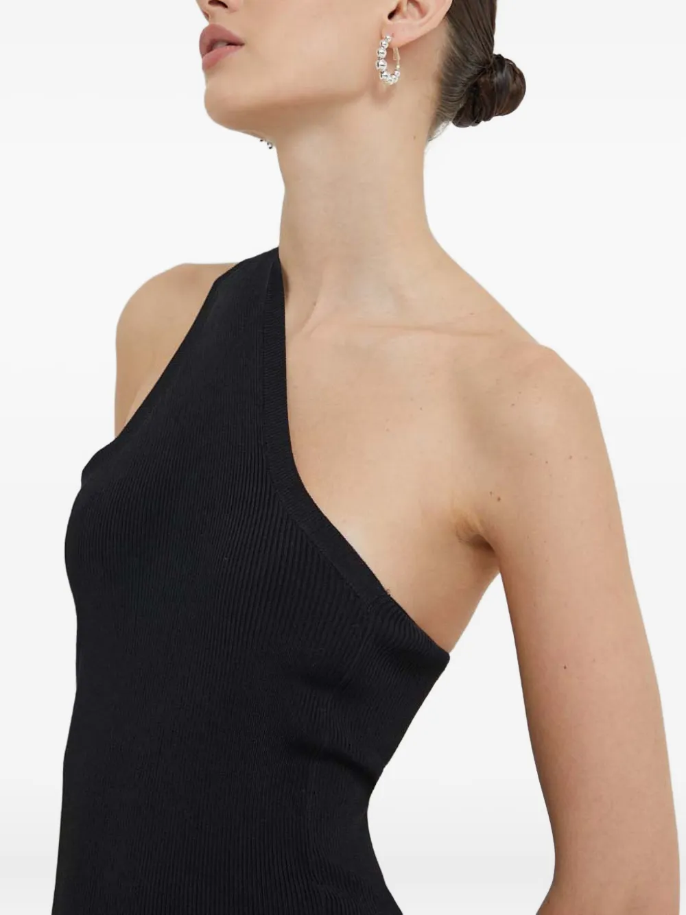 Iro Tuzal One-shoulder Ribbed Mini Dress In Black