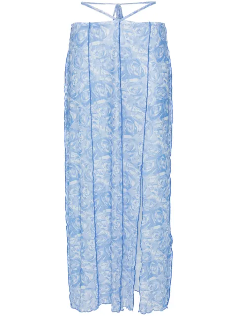 Baum Und Pferdgarten Jessy rose-print semi-sheer midi skirt