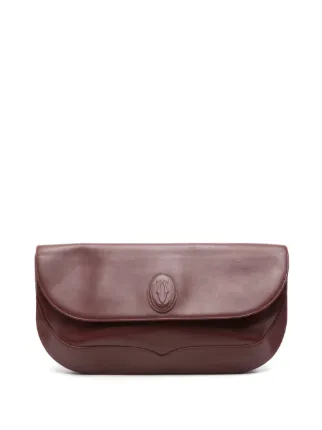 カルティエ】ダークブラウン レザー クラッチバッグ（Cartier