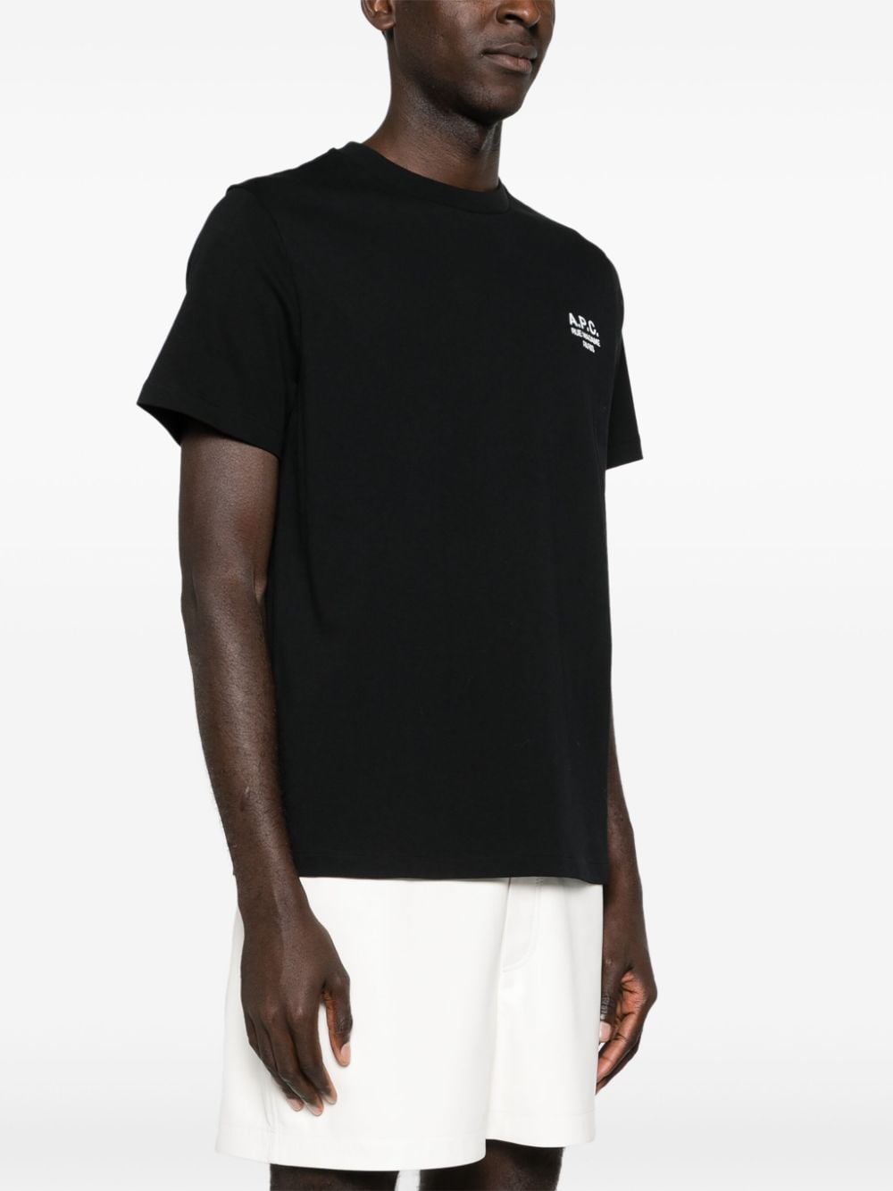 Shop Apc Logo-embroidered Cotton T-shirt In Black