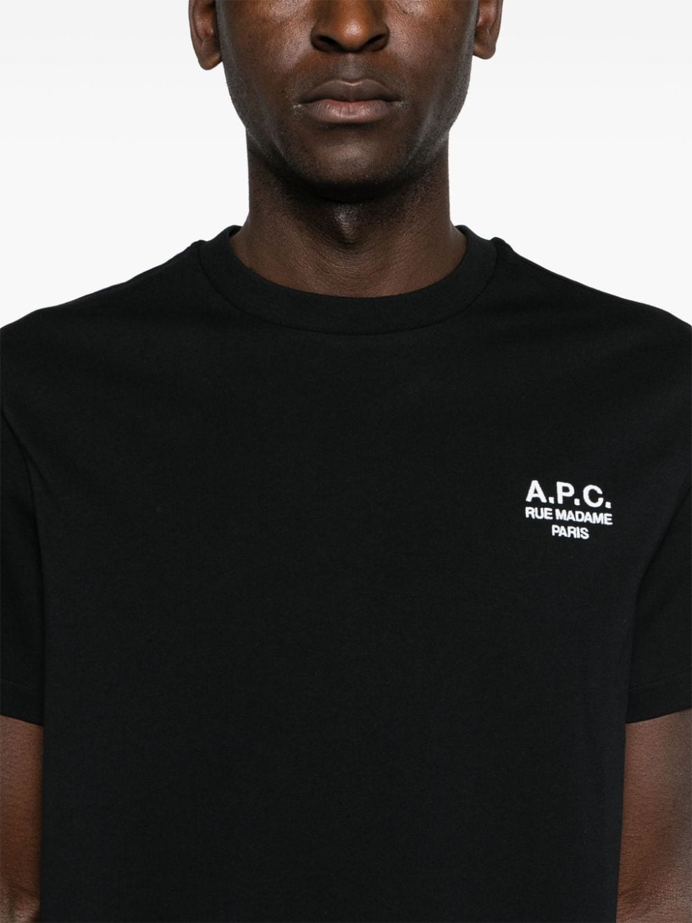 Shop Apc Logo-embroidered Cotton T-shirt In Black