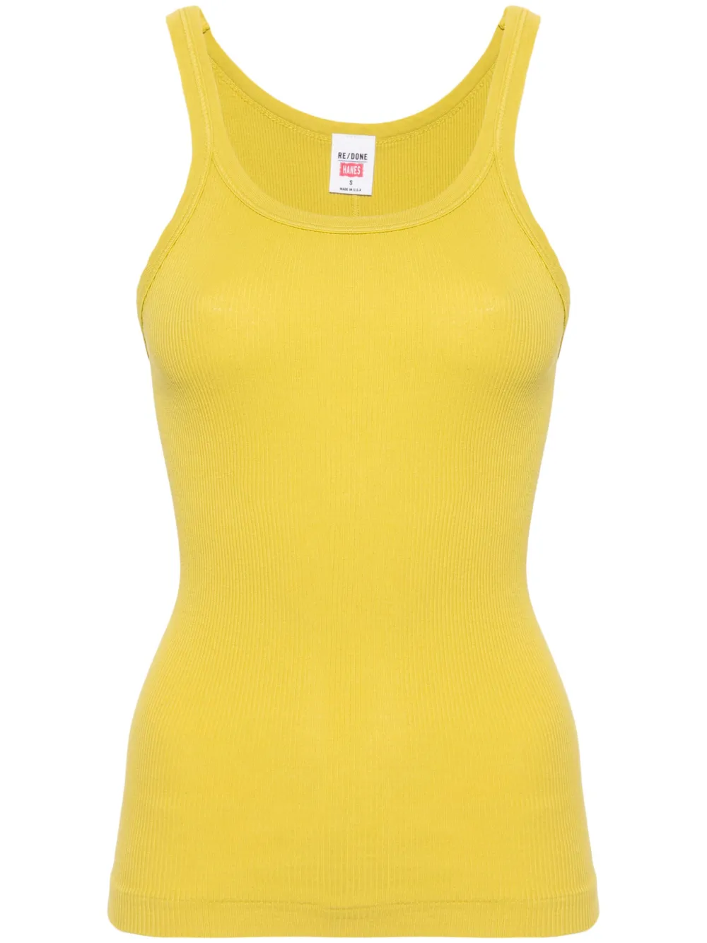 Re/done Fine-ribbed Tank Top In Yellow