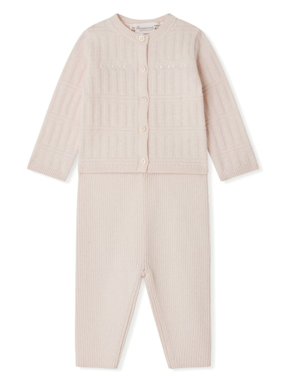 Bonpoint ribbed-knit trouser set (set of two) - Pink