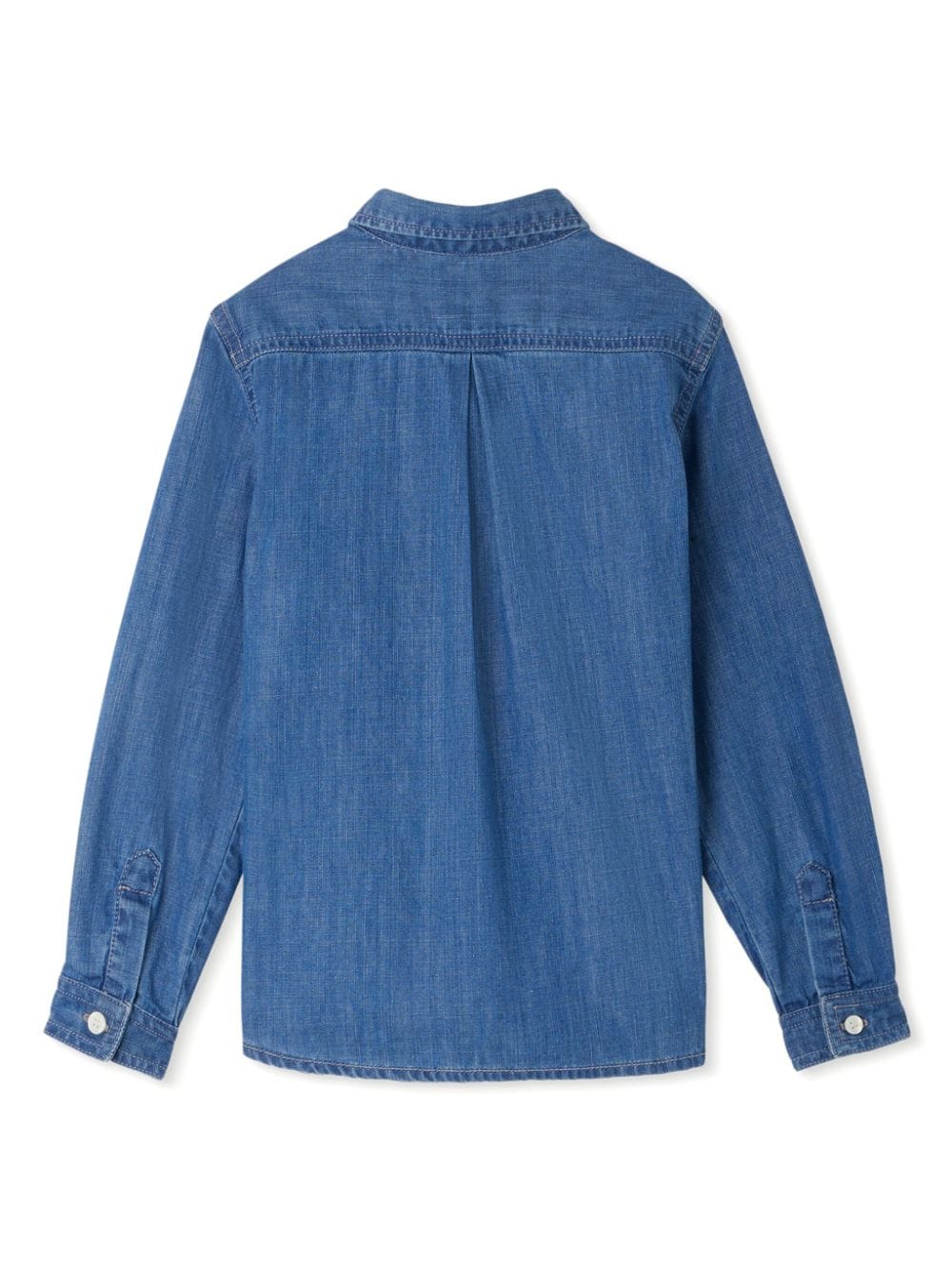 Shop Bonpoint Long-sleeved Denim Shirt In Blue