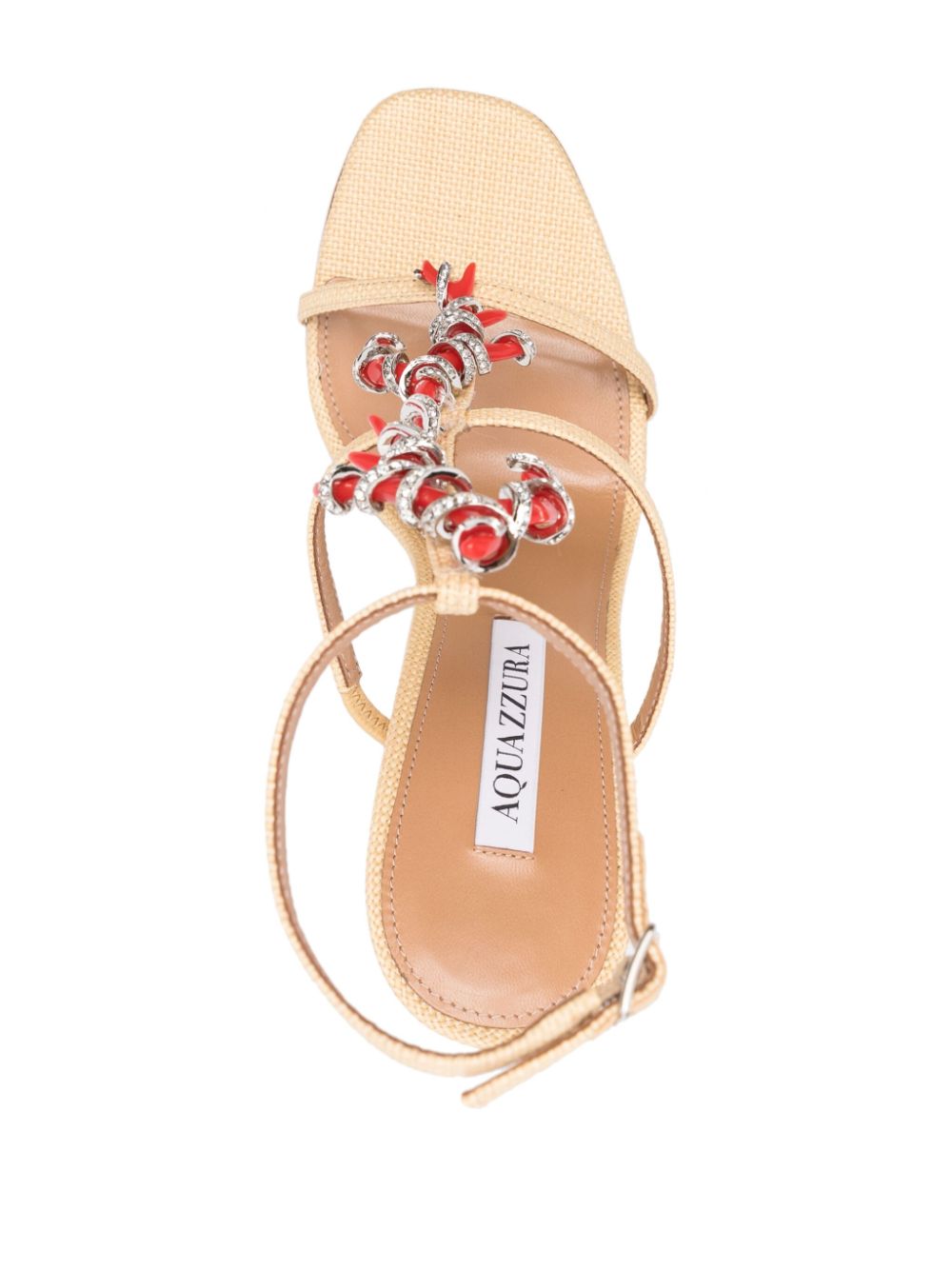 Aquazzura Capri Crush 105mm raffia sandals Neutrals