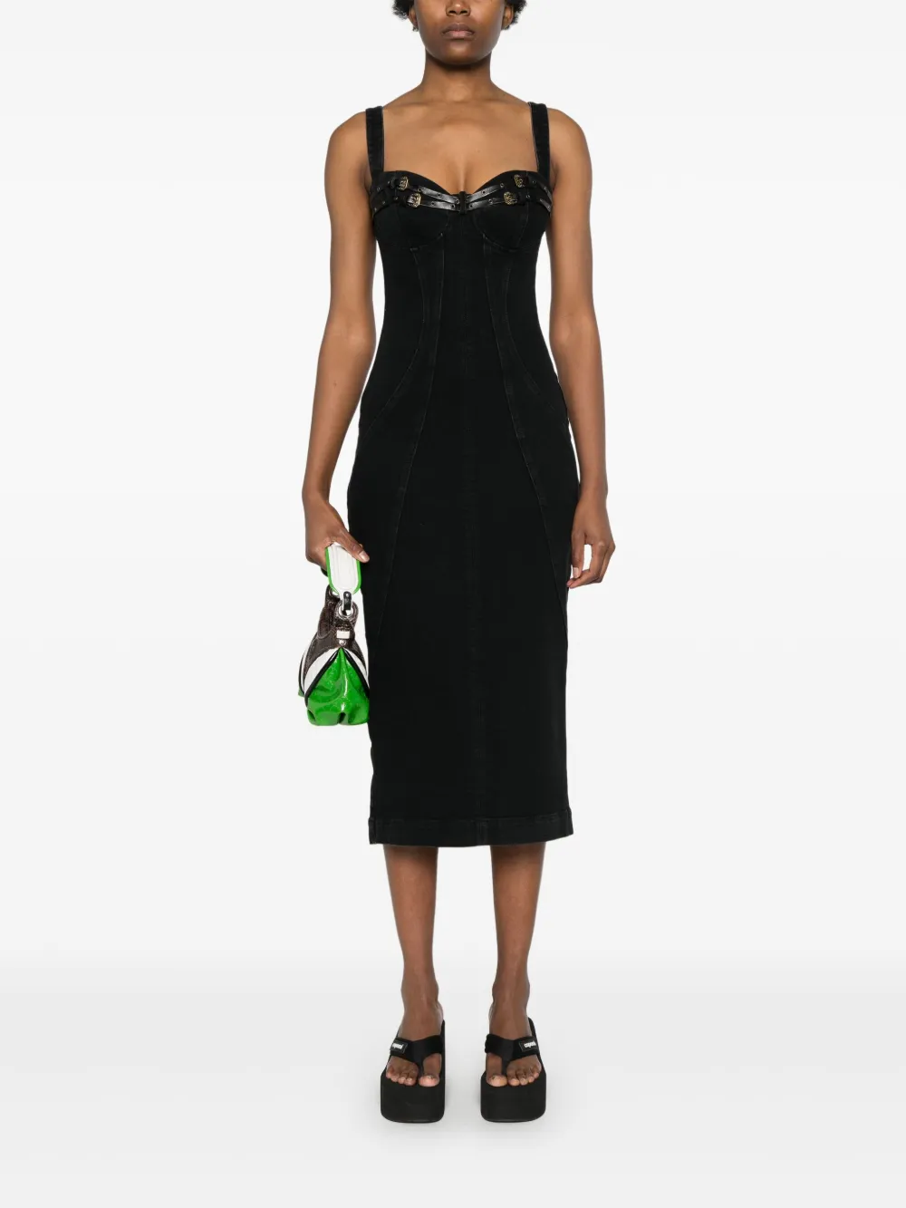 Versace Jeans Couture Denim midi-jurk - Zwart