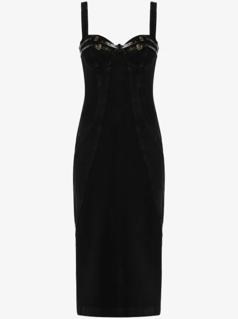 Versace Jeans Couture bucked-belts denim midi dress