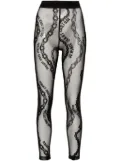 Versace Jeans Couture flocked chain-print mesh leggings - Black