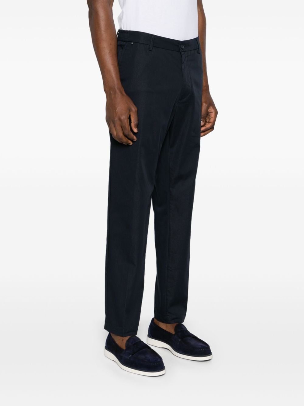 Shop Hugo Boss Mid-rise Tapered Chinos In Blue