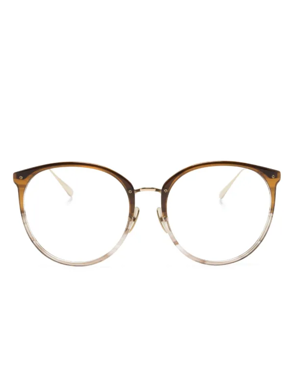 Linda Farrow Kings Round-frame Glasses in Brown