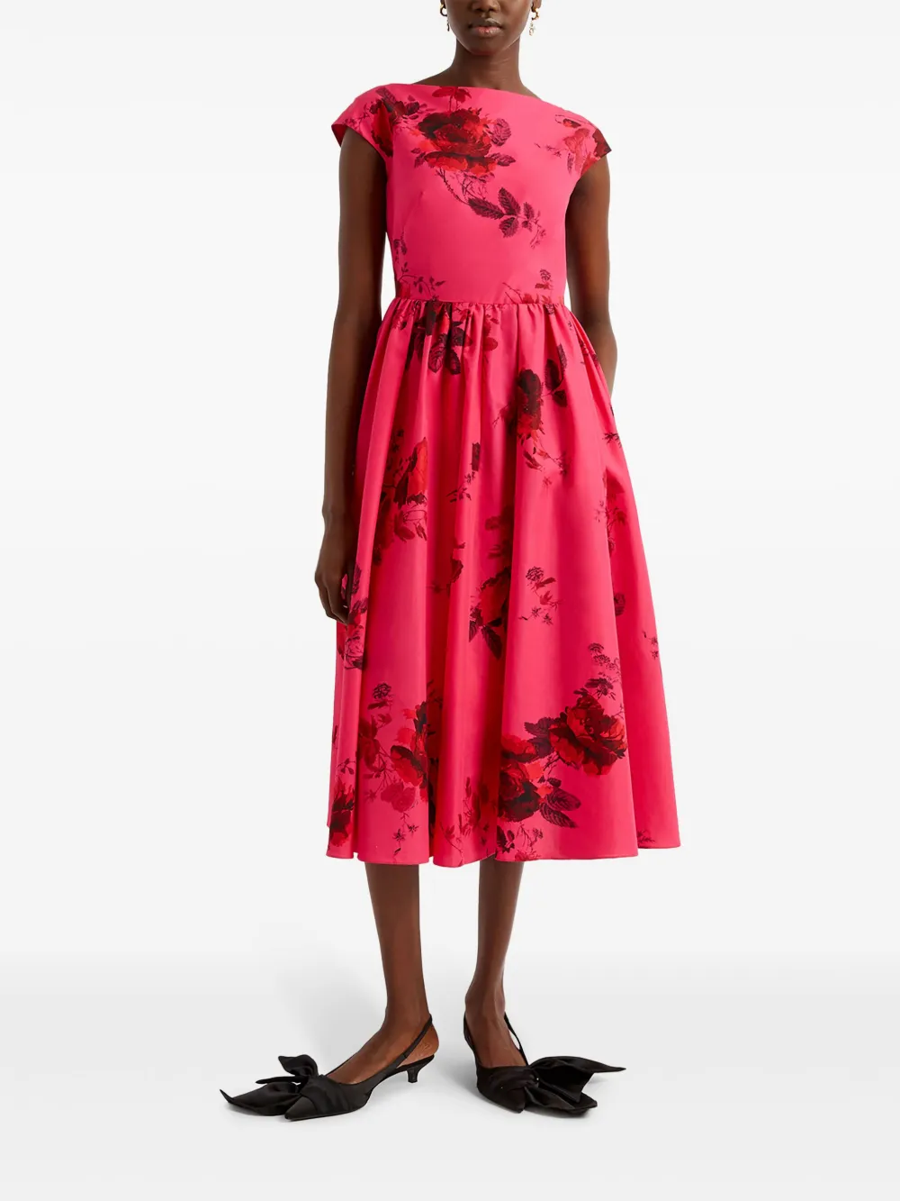 ERDEM Midi-jurk met bloemenprint Roze