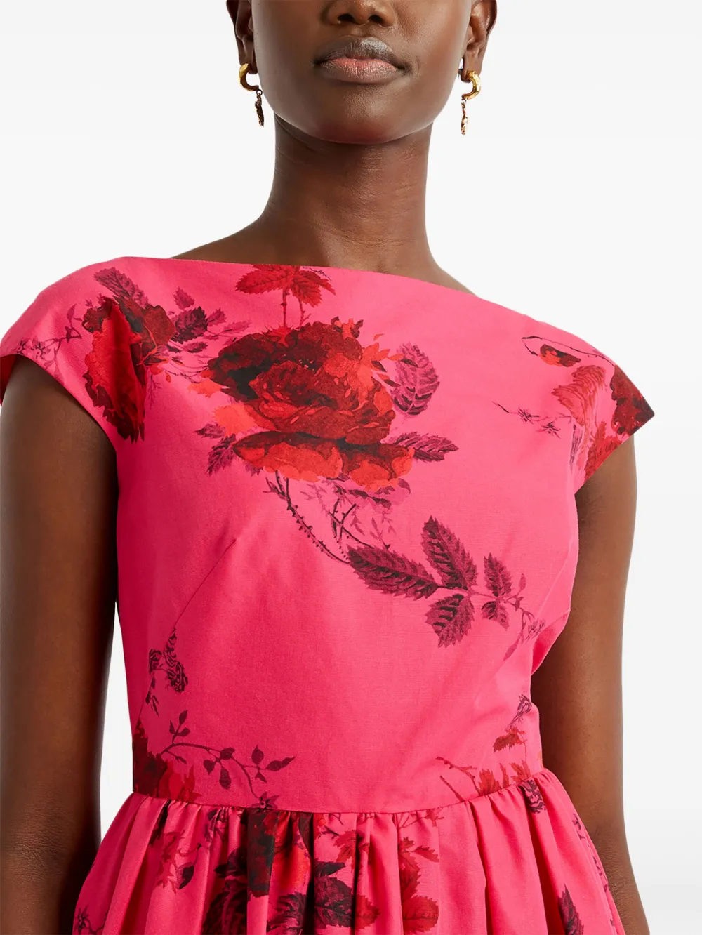 ERDEM Midi-jurk met bloemenprint Roze