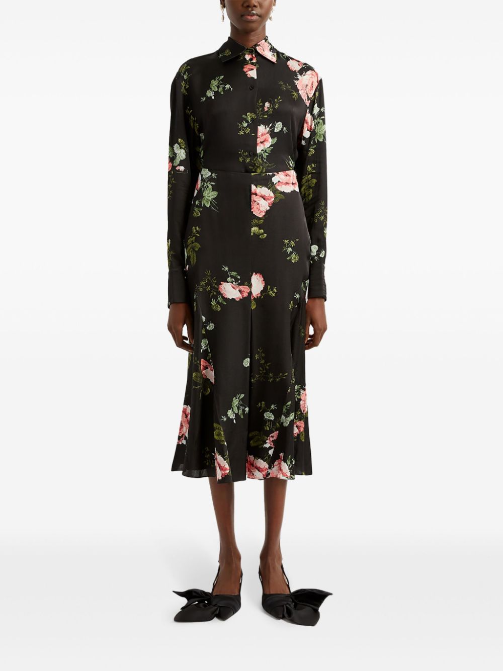 ERDEM floral-print long-sleeve shirt - Zwart