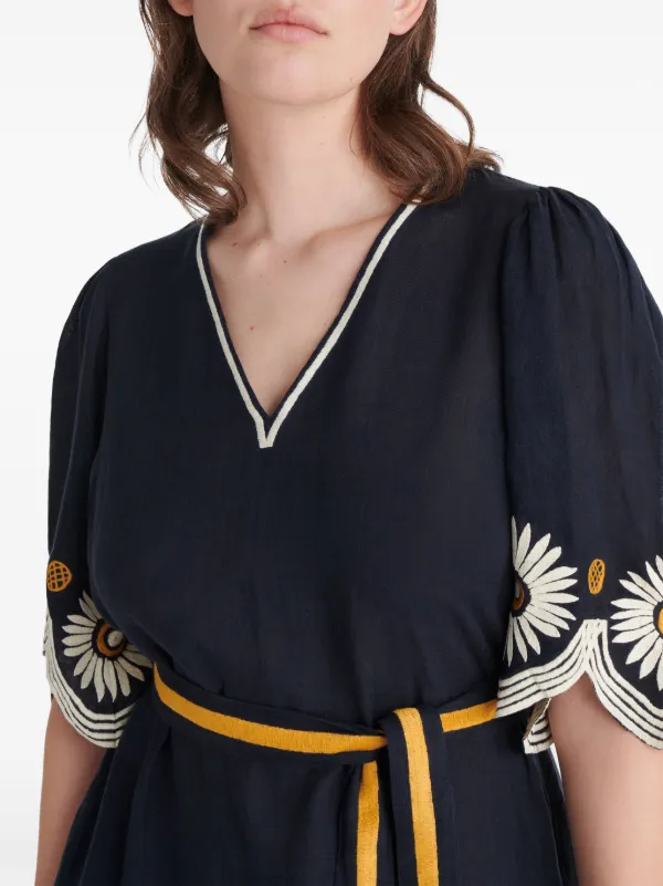 embroidered linen dress zara Embroidered Linen Dress: Ukrainian Vyshyvanka L / Mustard main image 0