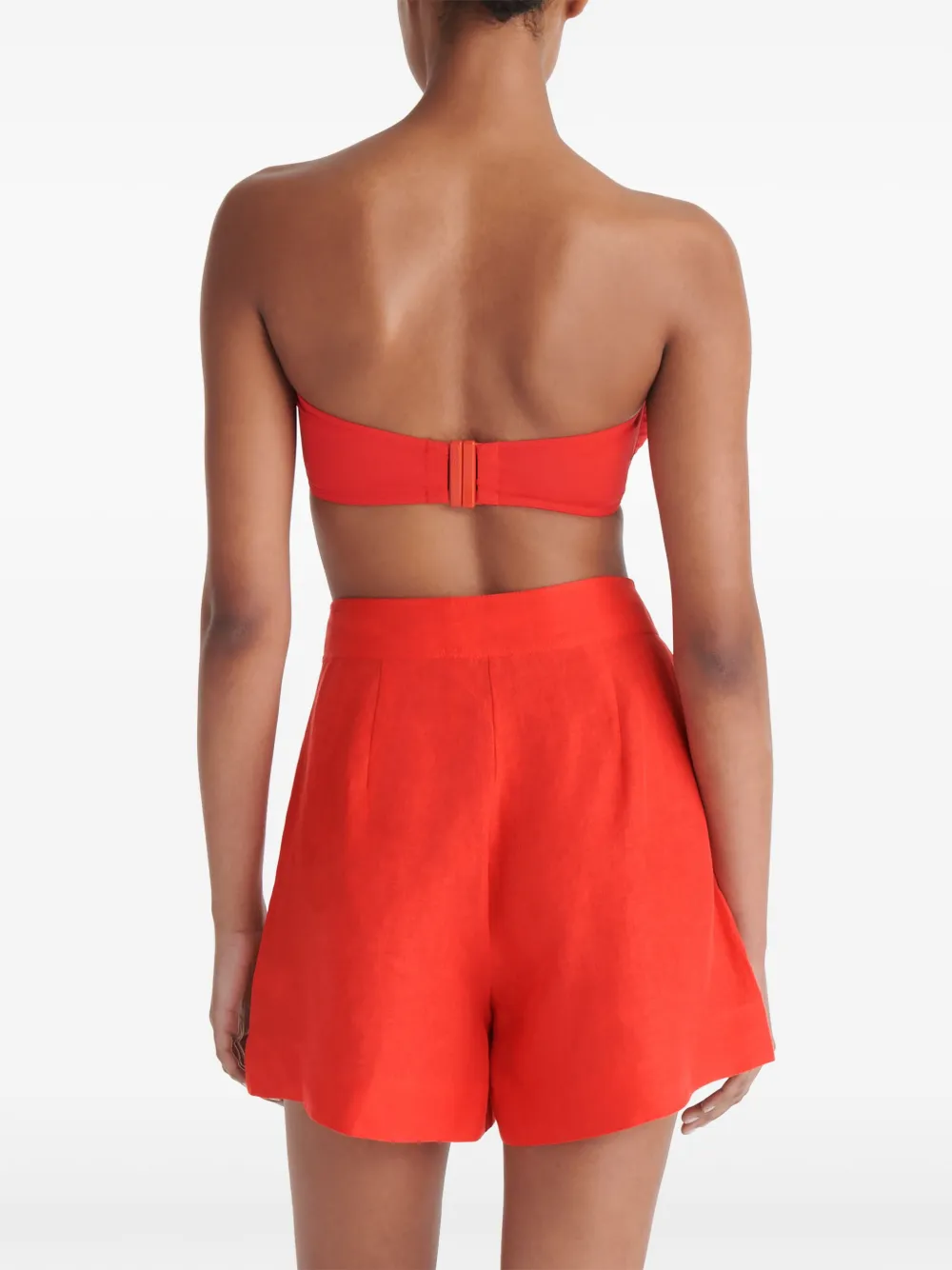 Eres Correct High-waisted Linen Shorts In Red