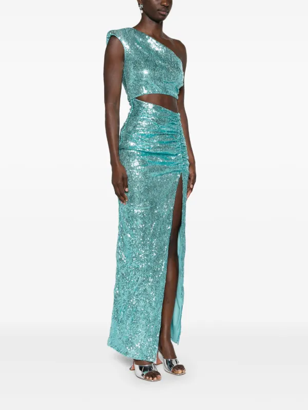 amen sequin dress Amen Sheer Sequin Embellished Dress in White