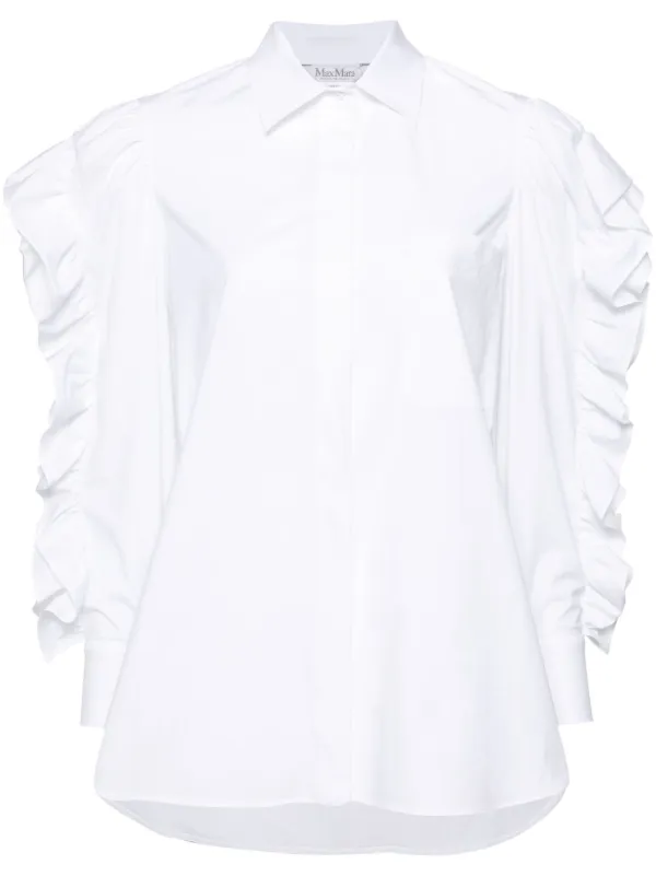 タグ付き新品。MAXMARA シャツ、白　ラッフル　定価23,100円 Max Mara Pleiadi ラッフル シャツ | ホワイト | FARFETCH JP