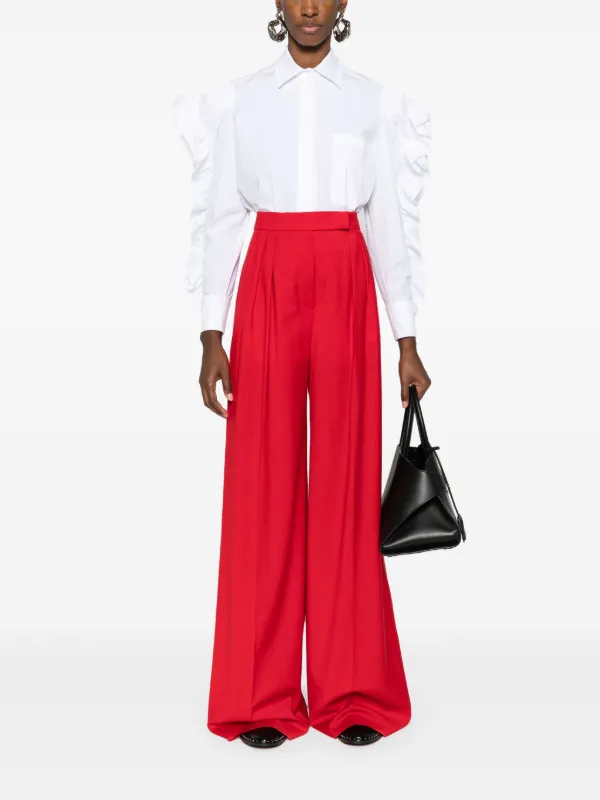 タグ付き新品。MAXMARA シャツ、白　ラッフル　定価23,100円 Max Mara Pleiadi ラッフル シャツ | ホワイト | FARFETCH JP