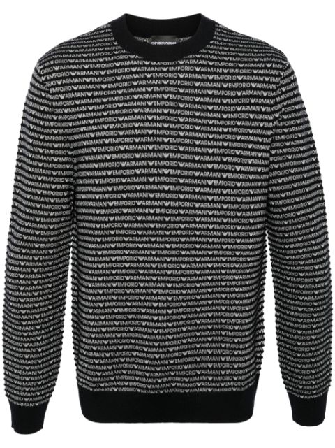 Emporio Armani logo-intarsia ribbed-knit jumper Men