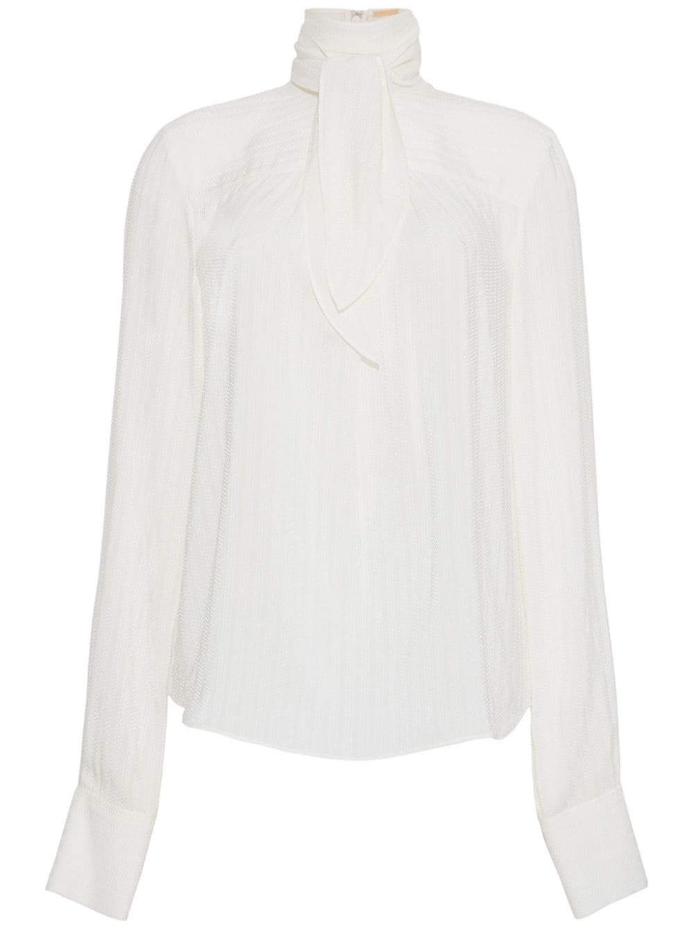Adam Lippes Leigh Petite Point-jacquard blouse Wit