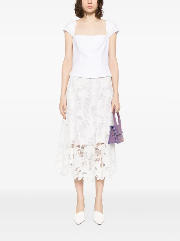 Oscar De La Renta Gardenia レースディテール スカート | ホワイト 