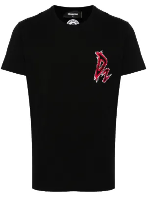 DSQUARED2 logo-appliqqué Cotton T-shirt | Black | FARFETCH