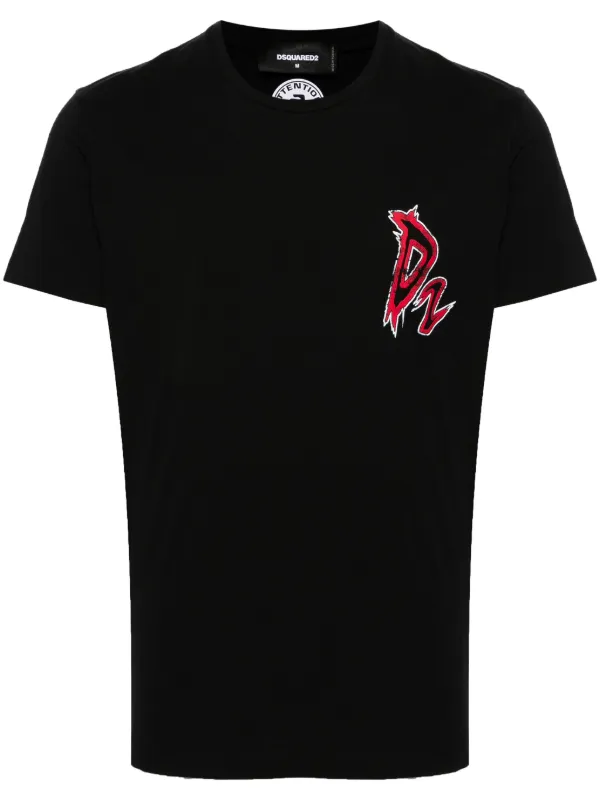 トップス Dsquared 2 logo print tee swag darkwear DSQUARED2 logo-print Cotton T-shirt | Black | FARFETCH CH