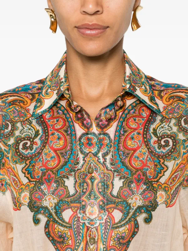 ZIMMERMANN Ottie paisley-print Shirt | Neutrals | FARFETCH