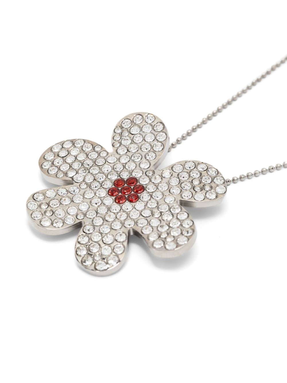 Shop Marni Flower-pendant Chain Necklace In Silver