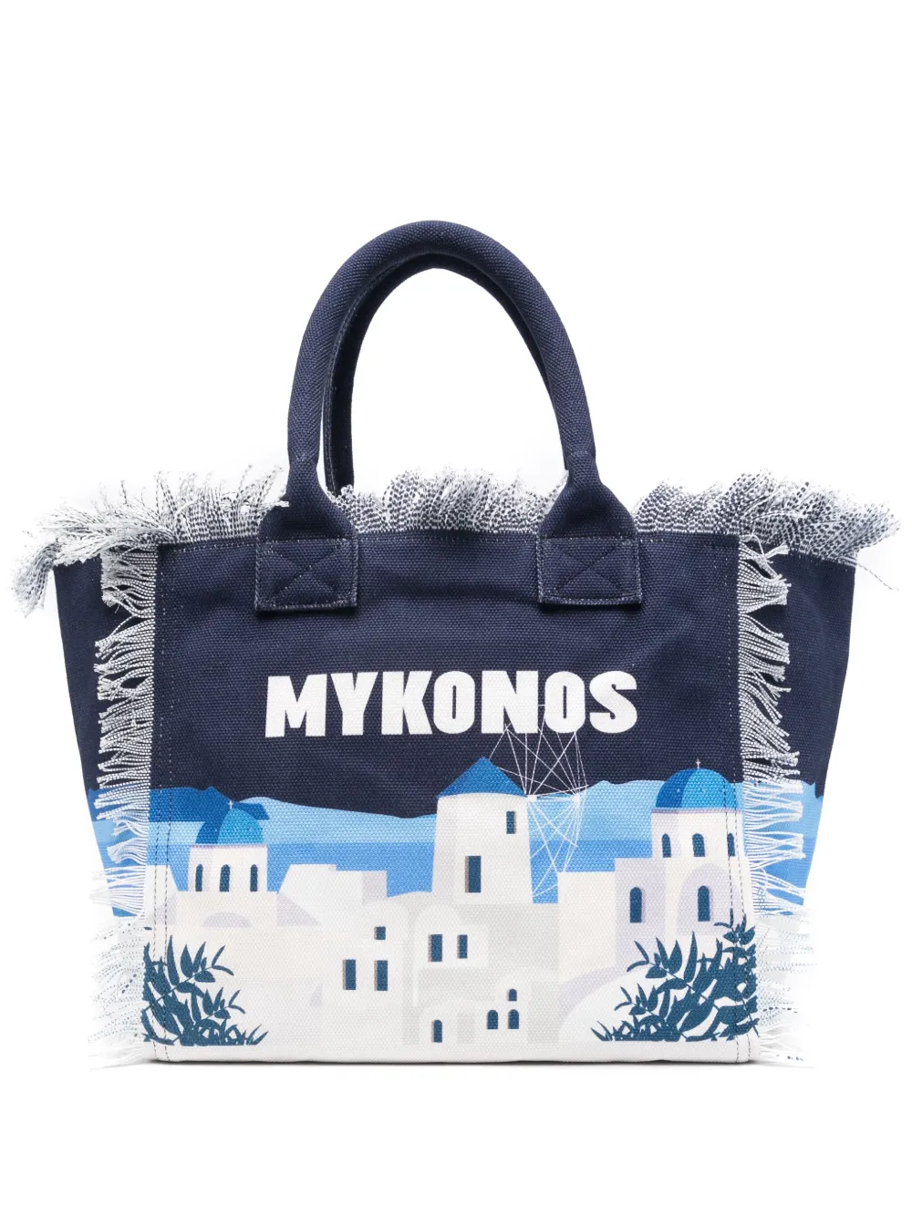 MC2 Saint Barth Vanity strandtas met franje Blauw