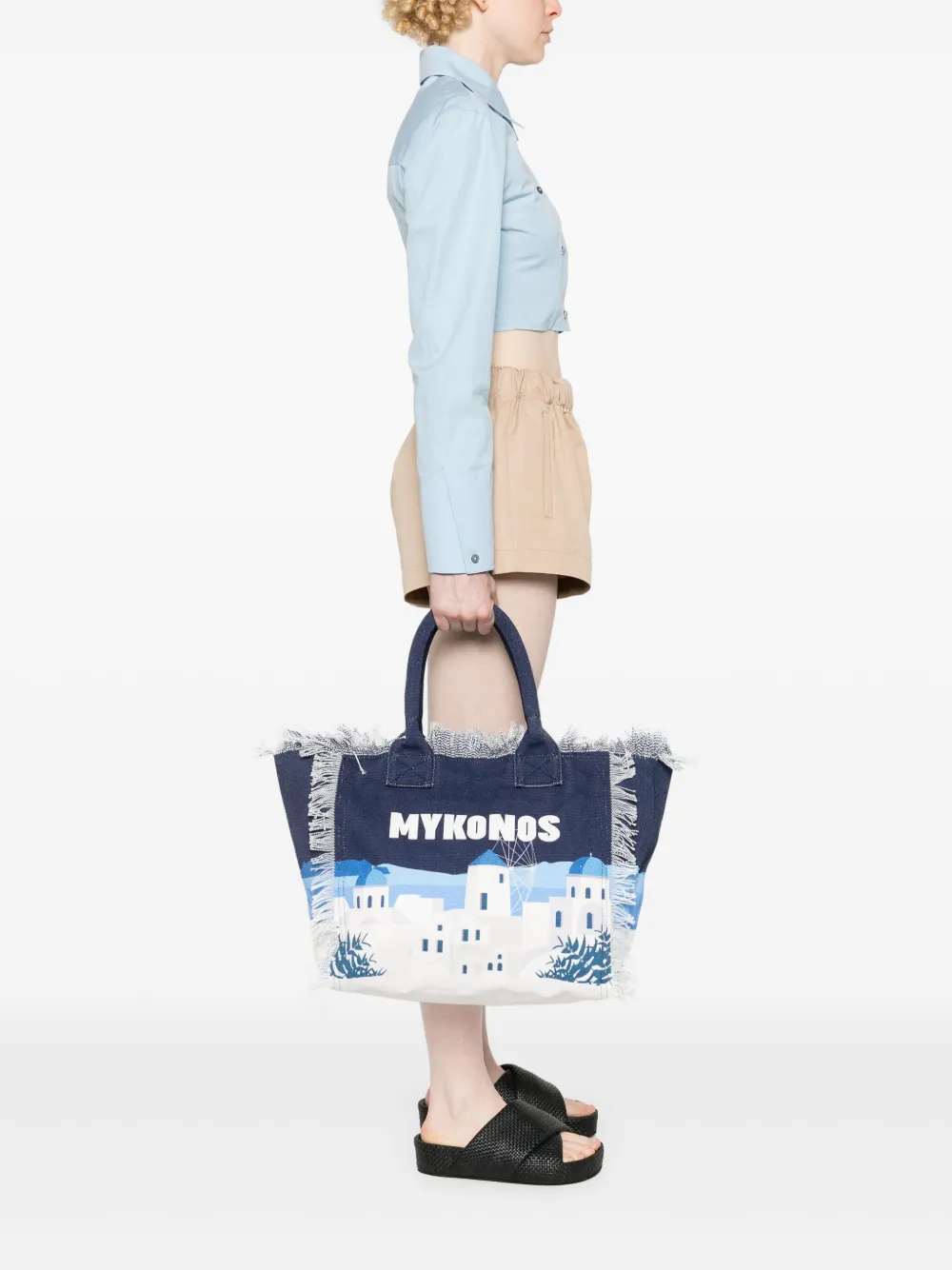 MC2 Saint Barth Vanity strandtas met franje - Blauw