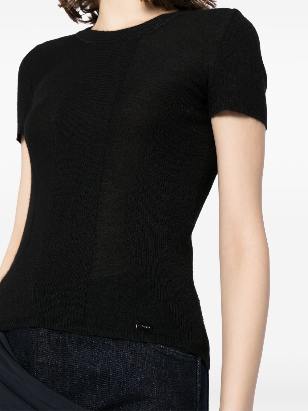 Affordable HOT SALE CHANEL 2003 crew-neck cashmere top Women