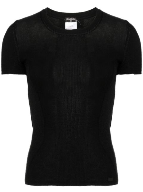 HOT SALE CHANEL 2003 crew-neck cashmere top Women