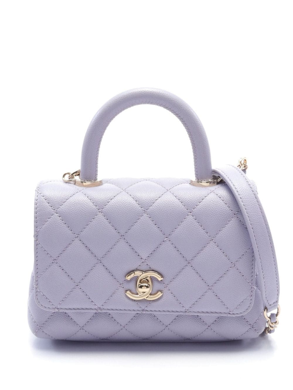 Pre-owned Chanel 2021 Small Coco Handle Two-way Handbag In Purple