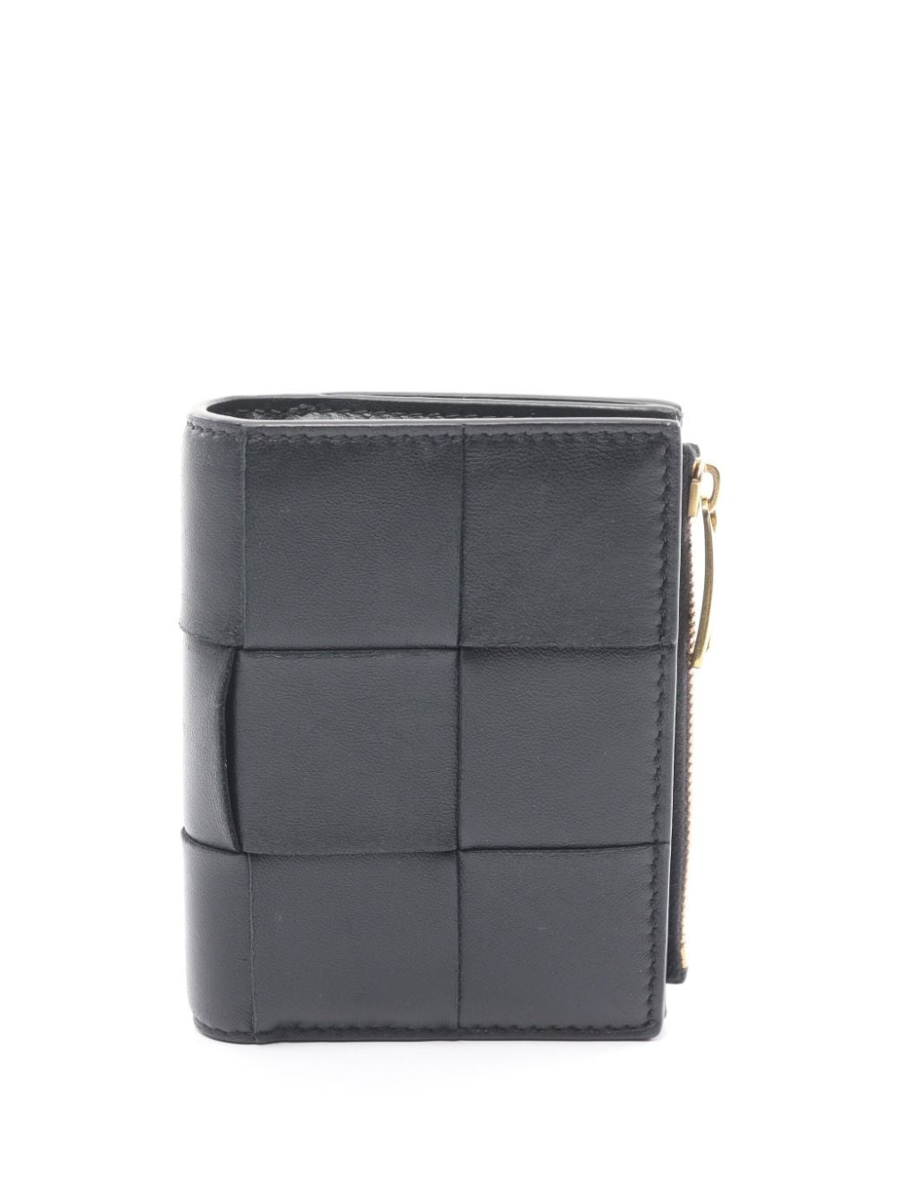 Pre-owned Bottega Veneta 2000s Maxi Intrecciato Bi-fold Wallet In Black