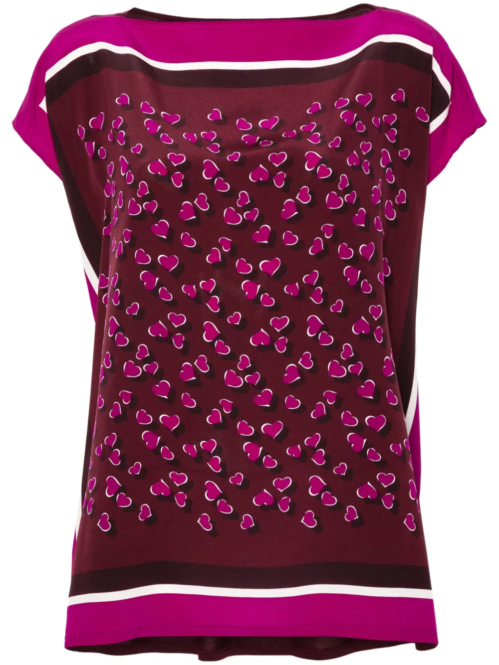 Pre-owned Gucci Heart-print Silk Blouse In 粉色