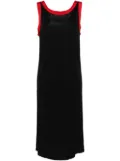 Saint Laurent Pre-Owned contrasting-border shift midi dress - Black