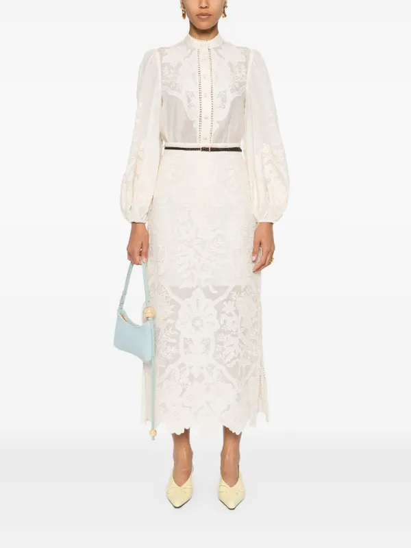 Ottie embroidered midi skirt
