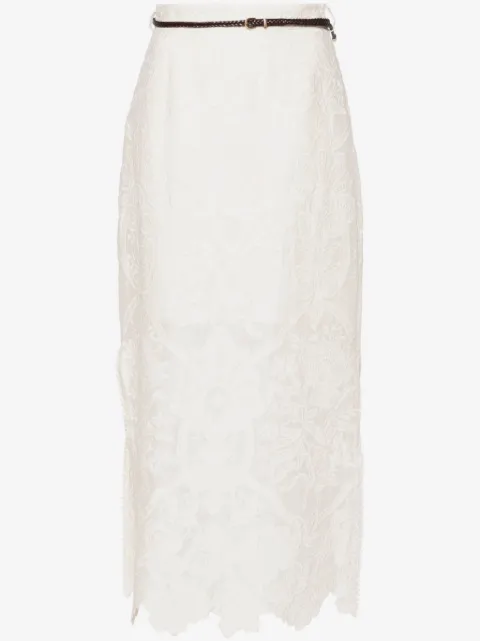 ZIMMERMANN Ottie embroidered midi skirt
