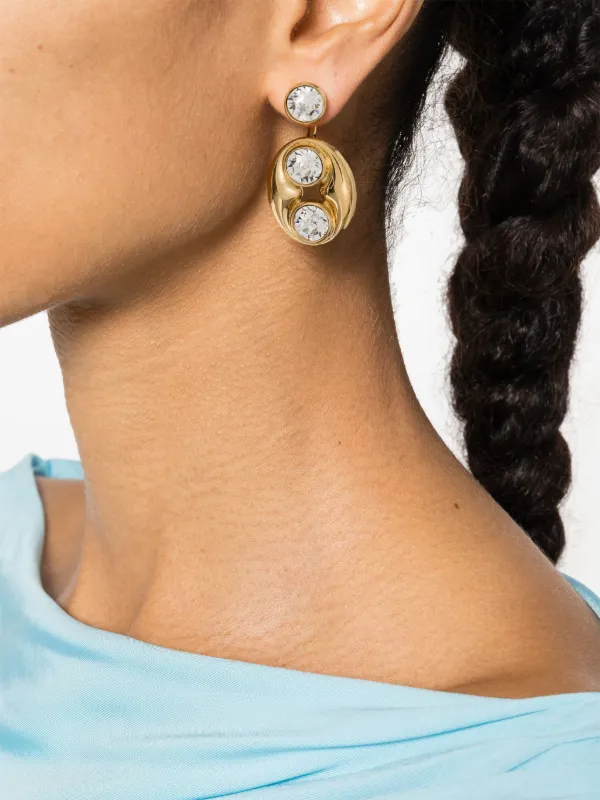 ピアス AMINA MUADDI Earring (RIHHOOPBIG WHICRYSIL) Multi Ring Hoop Big White Crystals with Shiny Silver Base
