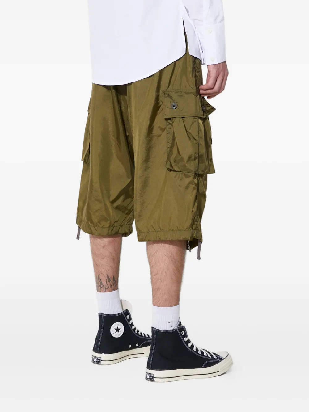 Engineered Garments Buttoned Cargo Shorts In Green