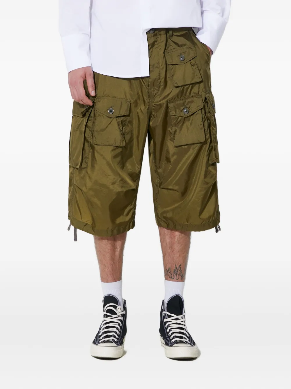 Engineered Garments buttoned cargo shorts | Green | Image 1