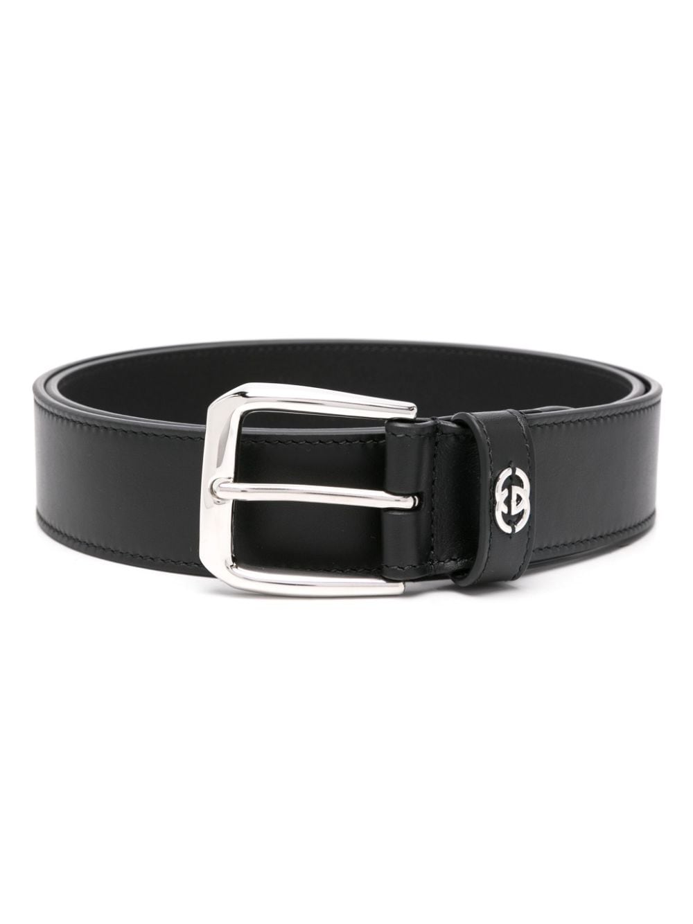 Gucci Interlocking G-plaque Leather Belt In Black