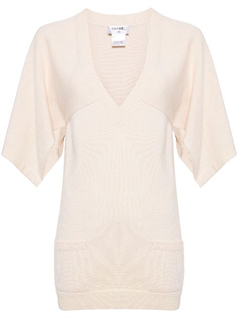 HOT SALE CHANEL 2000s V-neck cashmere top Women