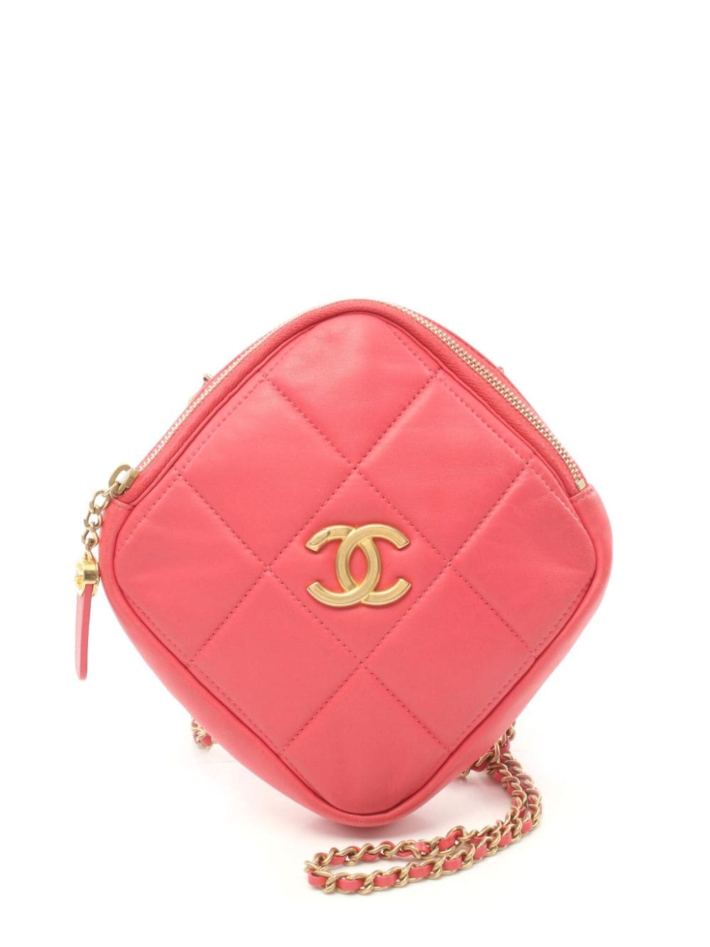 Pre-owned Chanel 2020-2021 Cc Diamond-quilted Shoulder Bag In Pink