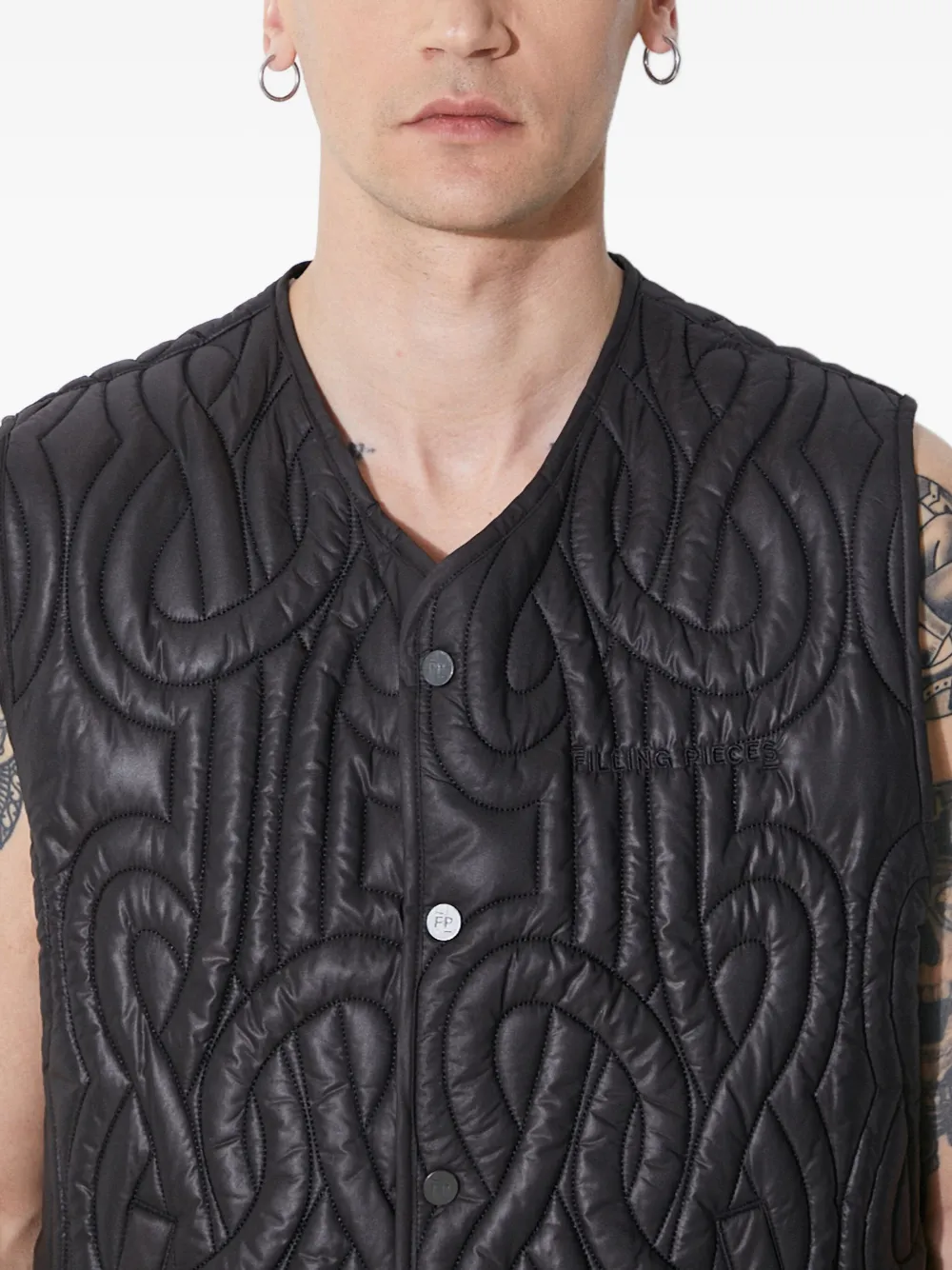 Filling Pieces Bodywarmer met geknoopt patroon Zwart